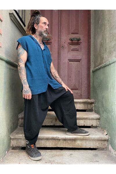 Bohoyasam Unisex Bohem Lastik Bel Pantolon, Rahat Pantolon, Yoga Pantolonu, Ş...