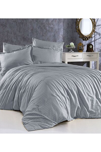 Gasel Home طقم غطاء لحاف من الساتان القطني المخطط المرن ذو 5 نجوم من نوع الفن...