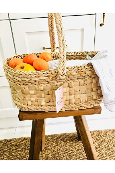 afralya home Hasır Piknik Sepeti Kulplu Sepet-piknik Seti Hasır Natural Saksı...