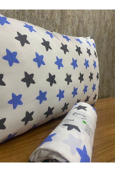 uykulife home collection Uykulife - Set de cearșafuri cu o singură dimensiune Blue Grey Star