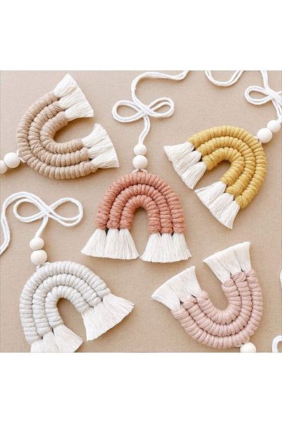 AFRALYAHOME Accesoriu pentru perdea decorativă din macrame și mărgele din lemn pentru camera bebelușului/copilului
