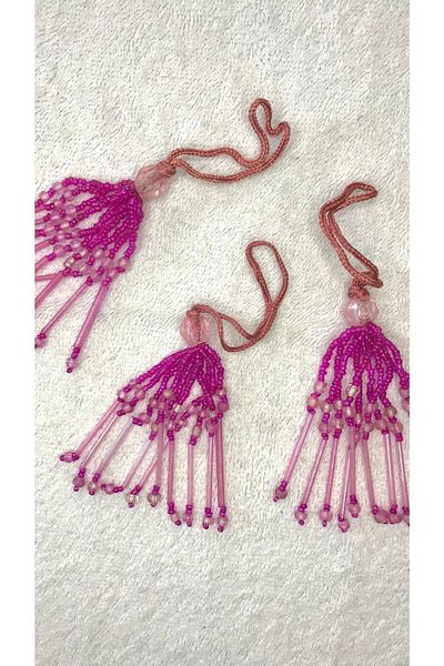Ozpas Pink Tassel Beaded Decorative - 4pcs