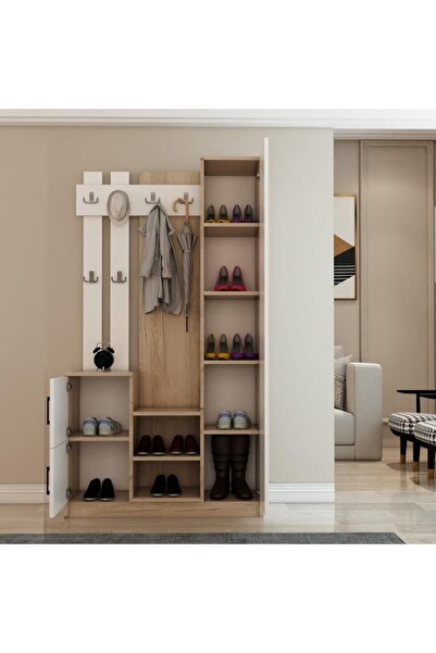 Afilli Nova Kapaklı Aynalı Portmanto Vestiyer Tamamı Mdflam