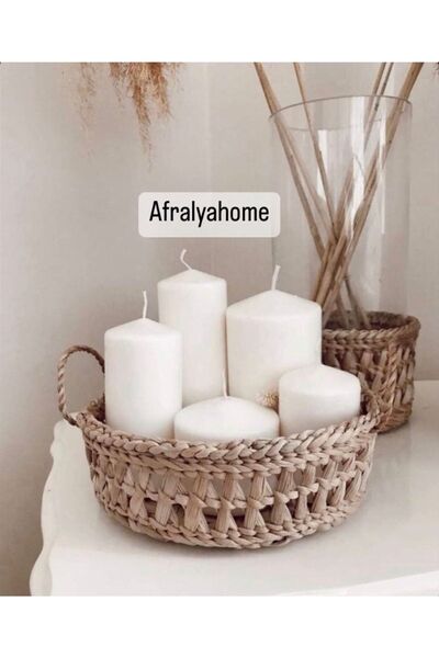 afralya home Hasır El Yapımı Tepsi Sepet Sunumluk 26 Cm