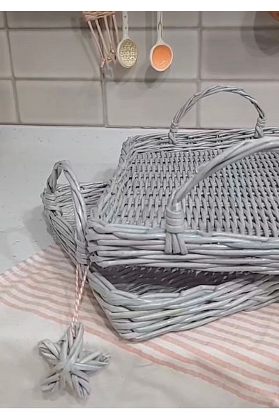 AFRALYAHOME Rattan Tray, Decorative Basket, Promise, April Tray 30x40 Cm
