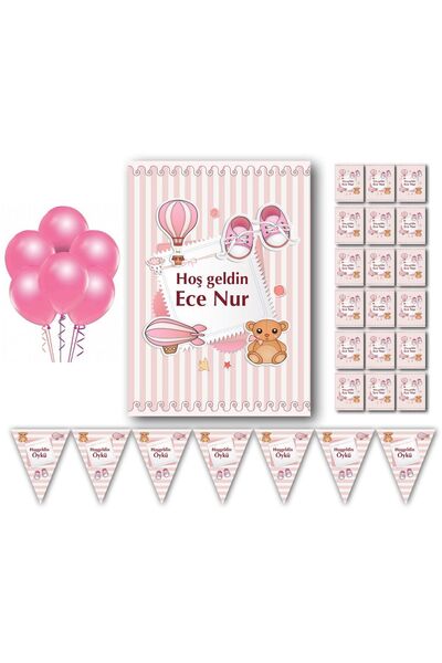 partimira Bebek Odası Süsleri Kapı Süsü Hoşgeldin Bebek Afiş Flama Magnet Has...