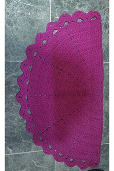 afralya home Banyo / Balkon Kapı Önü Yarımay Şeklinde Örgü Kilim Paspas