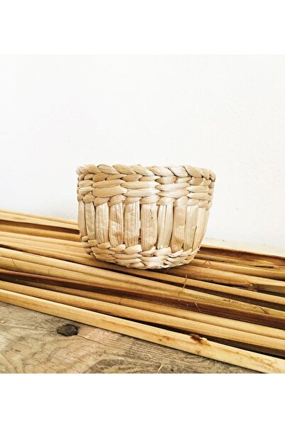 afralya home Naturel Hasır El Yapımı Minik Saksı Kaktüs Sukulent Saksısı 10 c...
