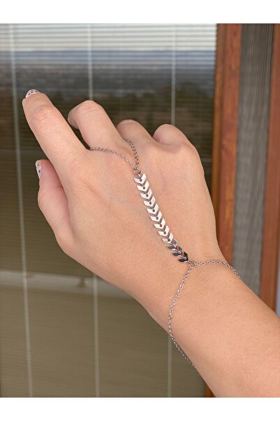 pop up store Gümüş Renk Kılçık Zincir El Aksesuarı