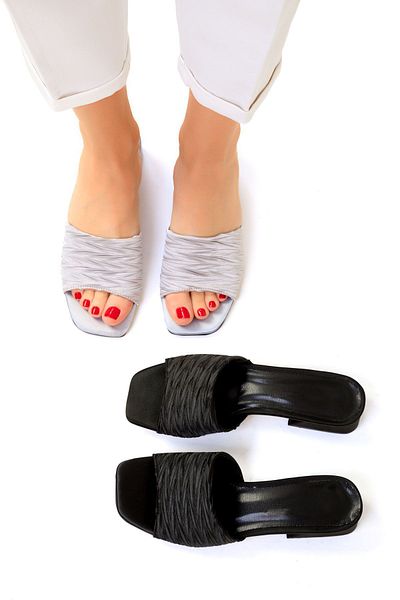 SOHO Klassische graue Satin-Damenschuhe mit Absatz - 19378