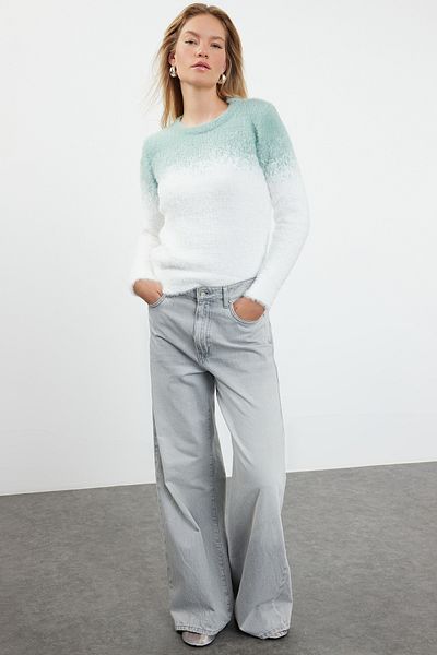 Trendyol Collection Pulover Mint Rope Tricotaje - Barbă/Pene, TWOAW22KZ0092
