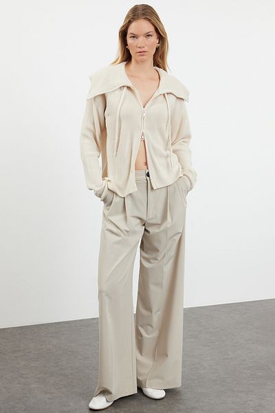 Trendyol Collection Wide Fit Zippered Knitwear Cardigan - Twoaw23Hi00189