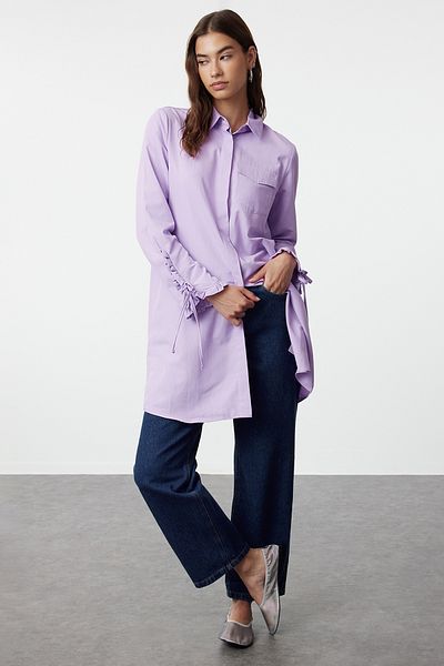 Trendyol Modest Fodor részletes rózsaszín ing - normál szabású TCTSS24TG00070