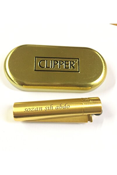 Gülay AVM Kişiye Özel Kutulu Gold Renk Clipper Çakmak Isme Özel Kaliteli Clipper Çakmak Gly- 235