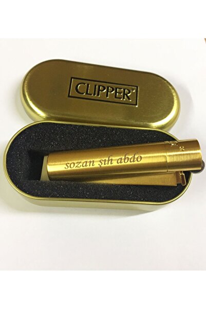 Gülay AVM Kişiye Özel Kutulu Gold Renk Clipper Çakmak Isme Özel Kaliteli Clipper Çakmak Gly- 235