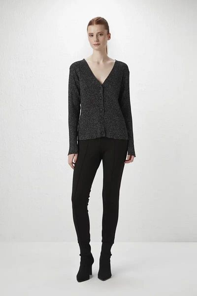 Gusto Glitzernder Strickcardigan - Schwarz