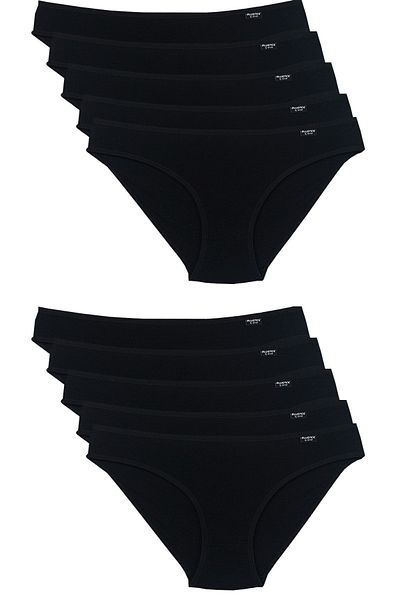 Bluence Συσκευασία με 10 μαύρα εσώρουχα Lycra Plus Size