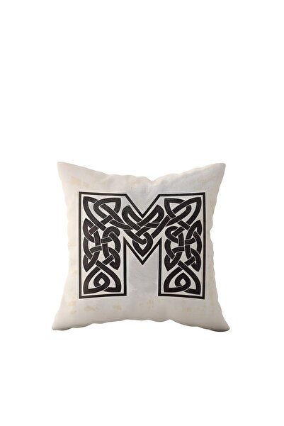 Pelangi Beige Letter M Double Sided Printed - Hidden Zipper Decorative Pillow...