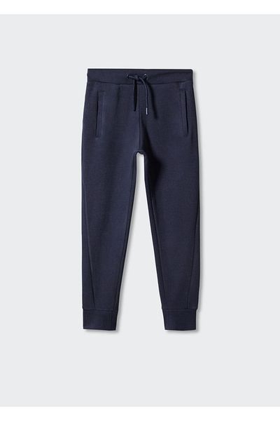 MANGO Kids Pantaloni albastru închis pentru copii