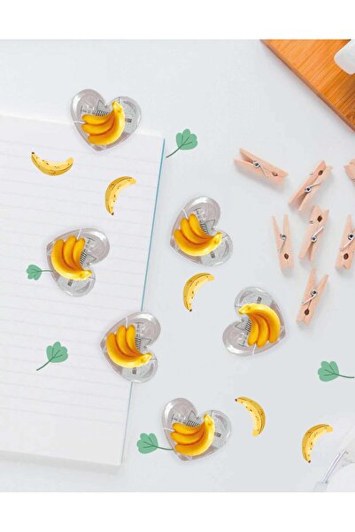 Kağıt Gemi Dükkan Tekli Şeffaf Kalpli, Klipsli Muz Ataş