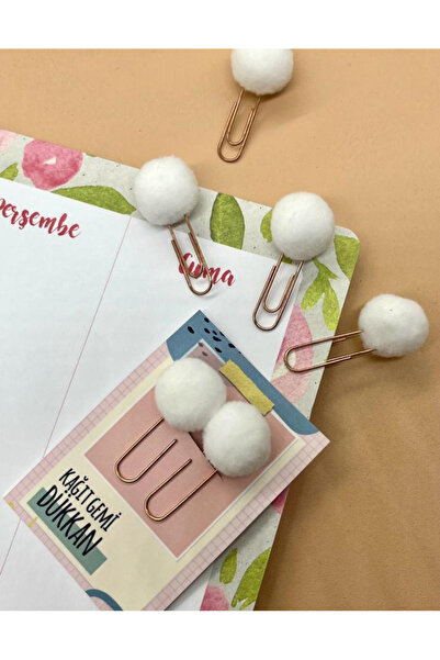 Kağıt Gemi Dükkan Бяла 2-компонентна щипка с помпони