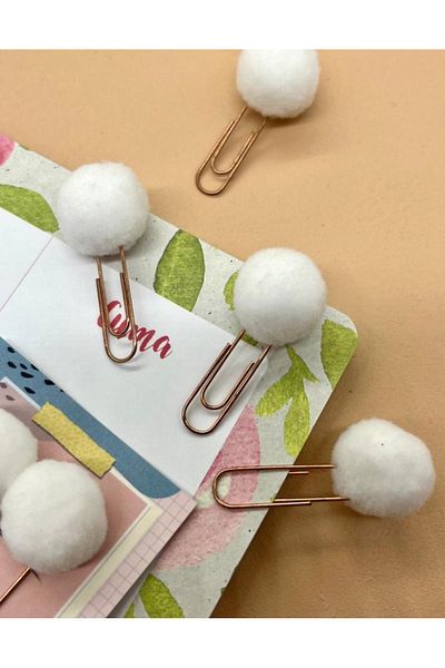 Kağıt Gemi Dükkan White 2-pack Pompom Paper Clips