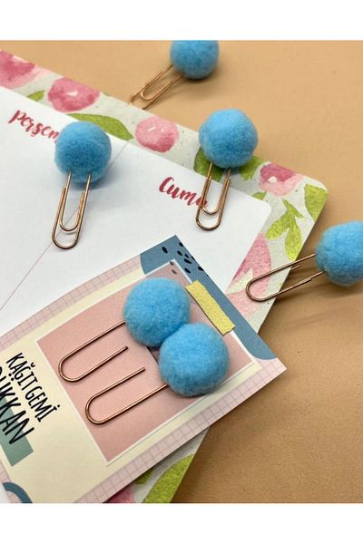 Kağıt Gemi Dükkan Blue 2-pack Pompom Paper Clips