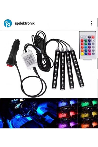 iq elektronik Ayak Altı Led 12 Ledli Aydınlatma Arac Ici Rgb 7 Renk Kumandalı