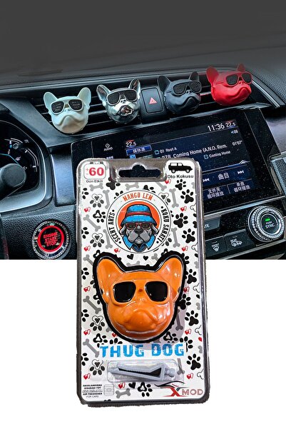 XMOD معطر سيارة على شكل كلب بولدوغ برتقالي مع نظارات، يُثبت على شكل شواية
