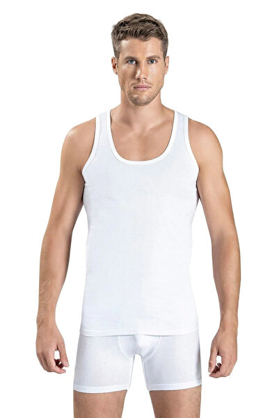 Jiber Men's White Single Pack Lycra Strappy Tank Top