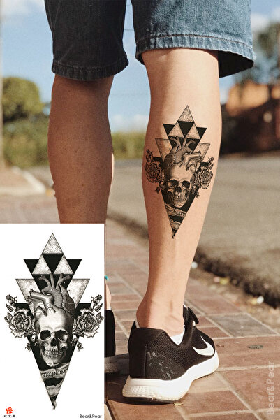 BP Tattoo Kurukafa Geometrik Geçici Bacak Kol Omuz Dövmesi