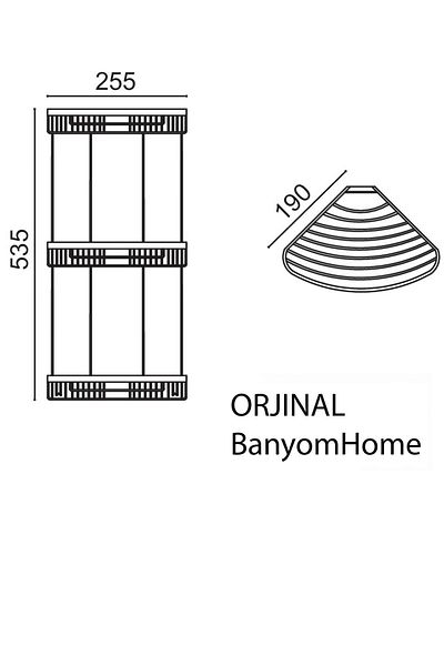 ÇELİK BANYO Suport pentru șampon Destina din alamă inoxidabil 3 piese 19x19 cm Raft pentru baie