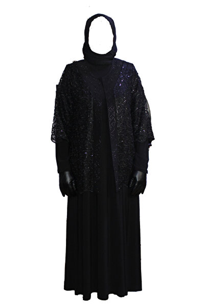 HESNA Plus Size Jacquard Evening Dress and Jacket Set