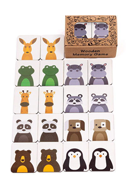 ceodesign Ahşap Eşleştirme Kartları Sevimli Hayvanlar Montessori Oyuncak