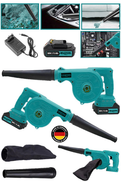 CRAFTERTOOLS Germany 36V 5Ah Hız Ayarlı Tek Akülü Şarjlı Hava Üfleyici Toz Toplayıcı Ve Yaprak Üfleme Makinesi