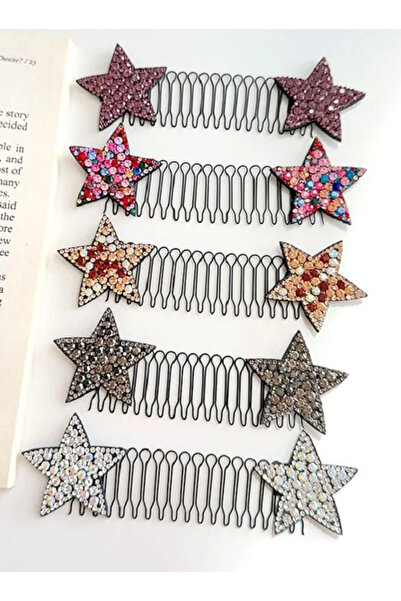 Bymiel دبوس شعر على شكل نجمة مرصعة بالكريستال البني مع دبوس شعر زنبركي مخفي