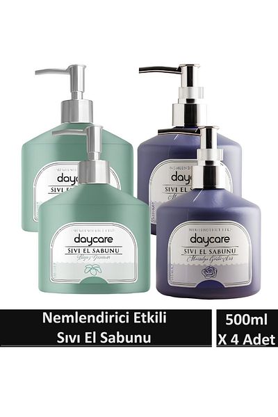 Daycare White Jasmine and Marseille Rose Iris 500 ML x 4 Pieces - Liquid Soap with Moisturizing Effect