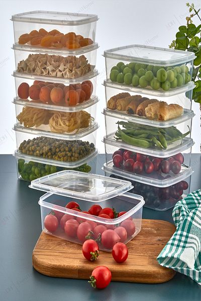 Alacarte 1350 ml Bpa Free Transparent Food Storage Container - Fridge Freezer with Lid, 10 Pcs