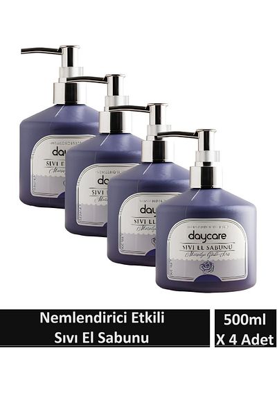 Daycare 500 ML x 4 Pieces of Marseille Rose and Iris Liquid Soap with Moisturizing Effect