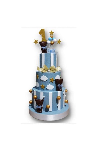 bizdenpastacılık 3 Layer Gray Color Model Cake Bearers Sensitive Gray Cake for 1 Year Old Baby