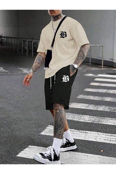 seda Σετ μπλουζάκι και σορτς Unisex Oversize με στάμπα γράμματος