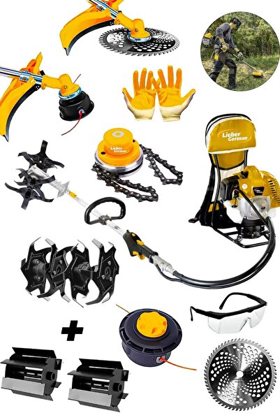 Lieber German Alman 2.4 Hp Sırt Tipi Benzinli Ot Çim Biçme Tırpan Makinesi To...