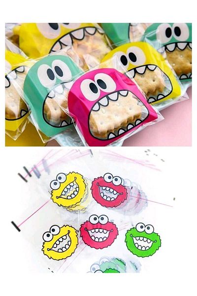 Elizberen Colorful Cute Karneval Gift - 100 Pieces Monster Bags