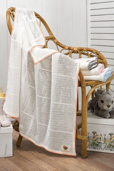 Salvia Dione 4 Seasons 100% Cotton Baby Blanket - Multi-Purpose Cream-Pink Knitted Blanket