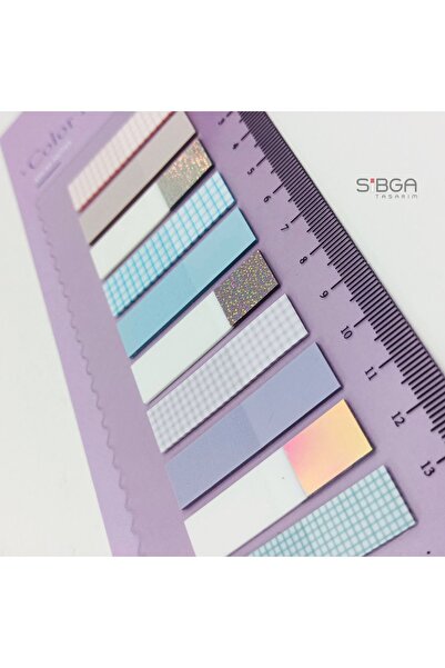 sibga tasarım Simli Şeffaf Renkli Postit Post-it Post It. Kitap Ayracı Ayraç Postit Sticker Not Kağıdı 200 Yaprak