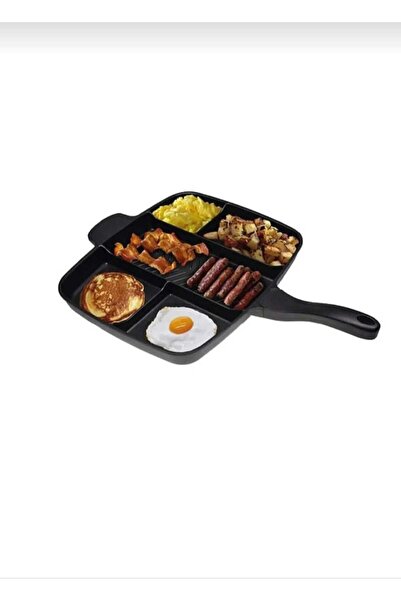 Genel Markalar 5 Gözlü Granit Döküm Tava, Piknikde Kampta Mutfakda Bölmeli Tava-665