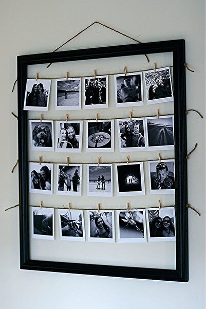 Efem Dekor 50x50 Cm 20 Maşa Duvar Için Ipli Ve Mandallı Çoklu Fotoğraf Çerçevesi, Resim