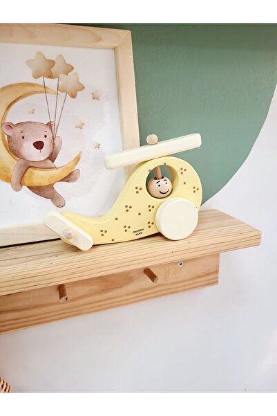 tinyminywoods AHŞAP OYUNCAK HELİKOPTER TEKERLEKLİ OYUNCAK AHŞAP DEKORATİF AHŞAP OYUNCAK