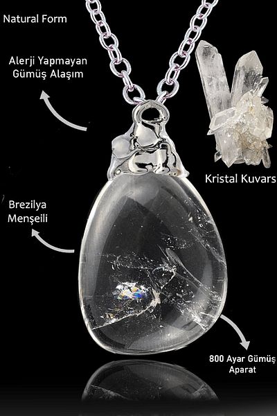 Tesbih Atölyesi Real Crystal Quartz Stone - Certified Drummed Necklace