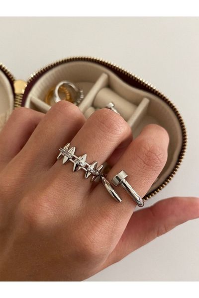 ringbox Tarnish Stainless Steel Brand Model Silver Color Nail Ring